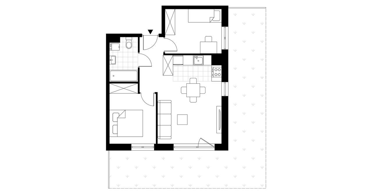3-pokojowe mieszkanie 46m2 + ogródek - Pełny obrazek: 4/8