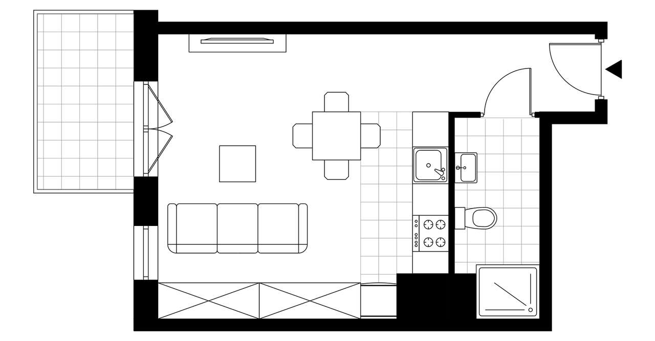 1-pokojowe mieszkanie 29m2 + balkon - Pełny obrazek: 3/8