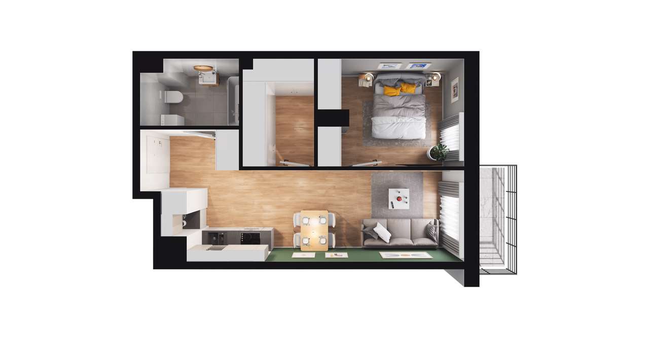 2-pokojowe mieszkanie 41m2 + balkon Bez Prowizji - Pełny obrazek: 2/8