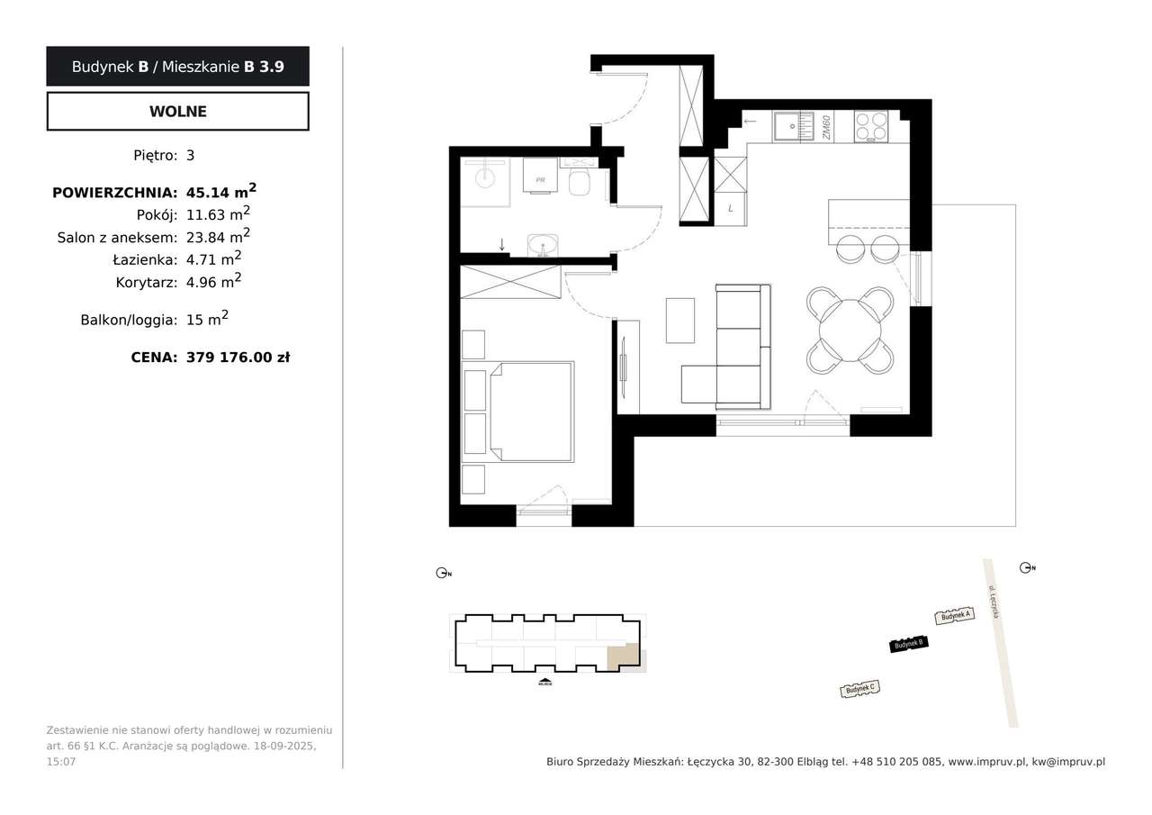 Osiedle Kameralne | mieszkanie 2-pok. | B 3.9 - Pełny obrazek: 2/7