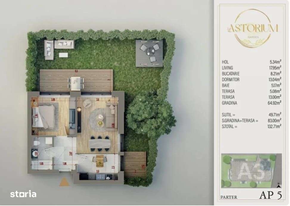 AP 2CAM.+GRADINA,PROIECT FINALIZAT ASTORIUM GARDEN. COMISION0%! - Imagine principală: 4/20