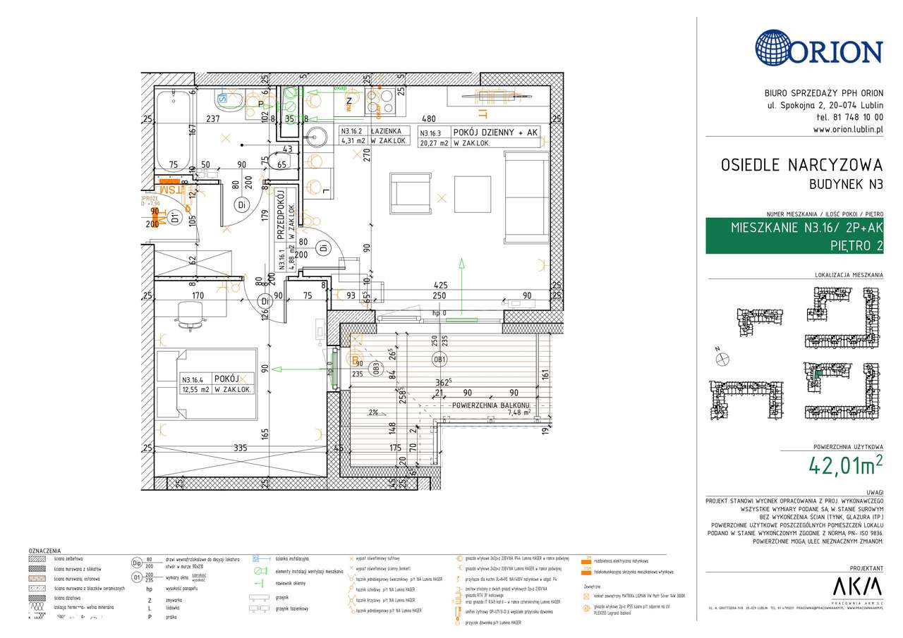 2-pokojowe mieszkanie 42m2 + balkon - Pełny obrazek: 2/7