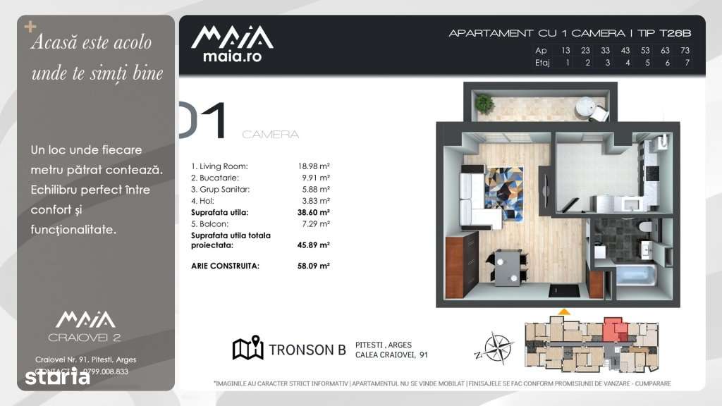 2.	Studio Modern Pitesti | Zona Craiovei | Constructie Noua - Imagine principală: 2/7