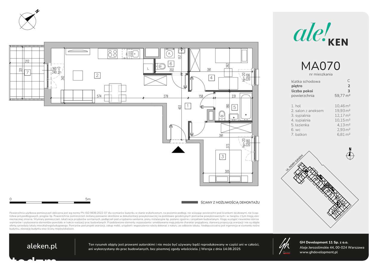 3-pokojowe mieszkanie 59m2 + balkon Bezpośrednio - Pełny obrazek: 2/7