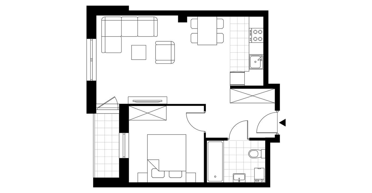 2-pokojowe mieszkanie 43m2 + loggia Bez Prowizji - Pełny obrazek: 3/8