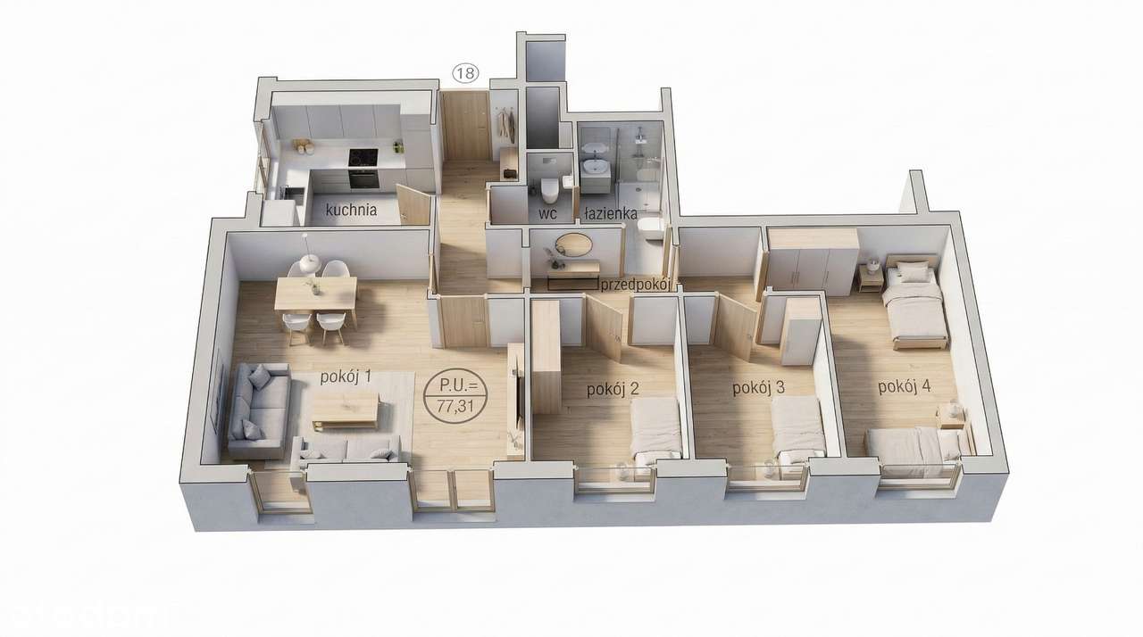 Przestronne mieszkanie 77mkw – osiedle 1000-lecia w Myślenicach-15