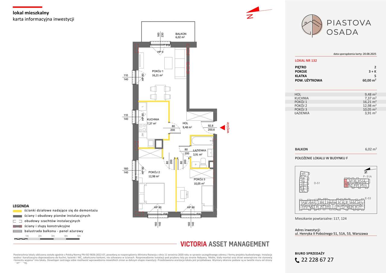 3-pokojowe mieszkanie 60m2 + balkon - Pełny obrazek: 2/9