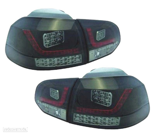 FAROLINS TRASEIROS LED PARA VOLKSWAGEN VW GOLF 6 MK VI 08-12 PRETO ESCURECIDOS - 1