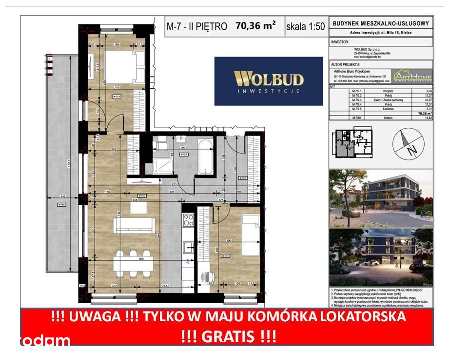 Mieszkanie M-7 70,36m2 Miła Kielce !!! PROMOCJA !!