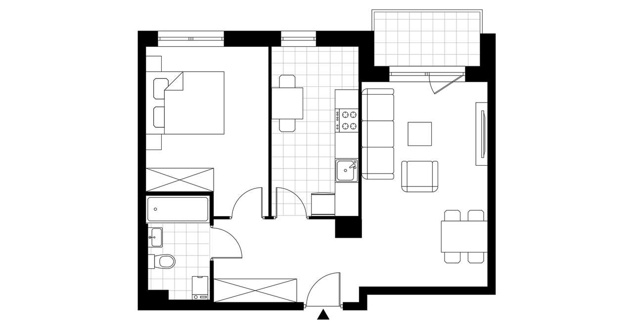 2-pokojowe mieszkanie 50m2 + loggia Bezpośrednio - Pełny obrazek: 3/8