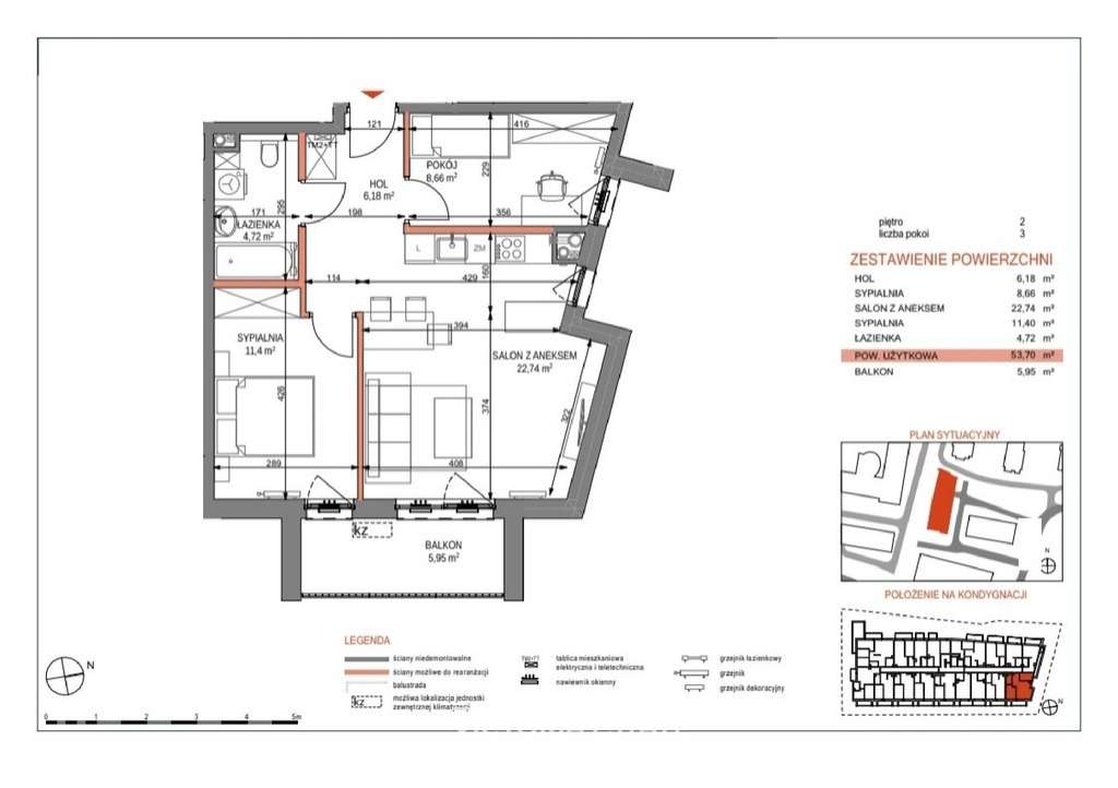 Stylowe 3 - pokojowe mieszkanie - Pełny obrazek: 4/8