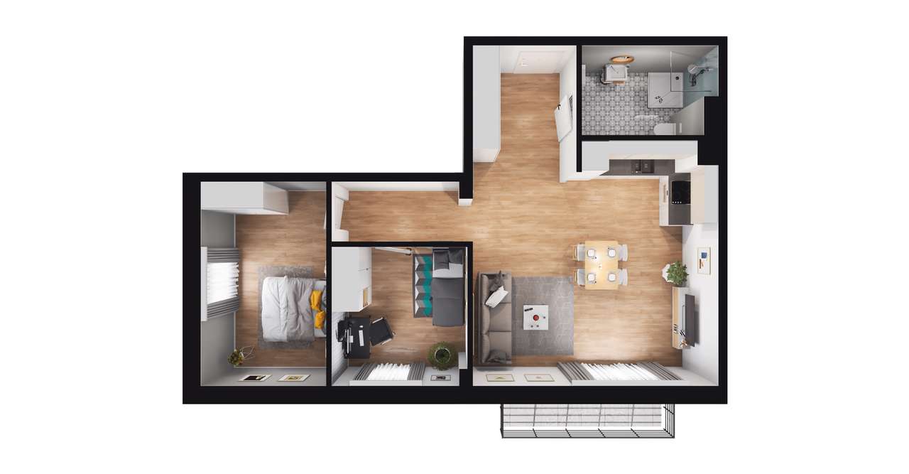 Ogrody centrum 2 | mieszkanie 3-pok. | B.2.27 - Pełny obrazek: 3/9