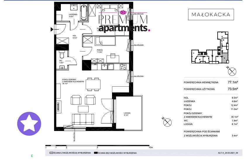 3-pokoje, 73m2, widok na las, loggia, hala komórka-14