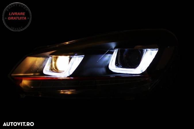 Faruri si Stopuri Full LED VW Golf 6 VI (2008-2013) R20 U Design cu Semnal LED Din- livrare gratuita - 6