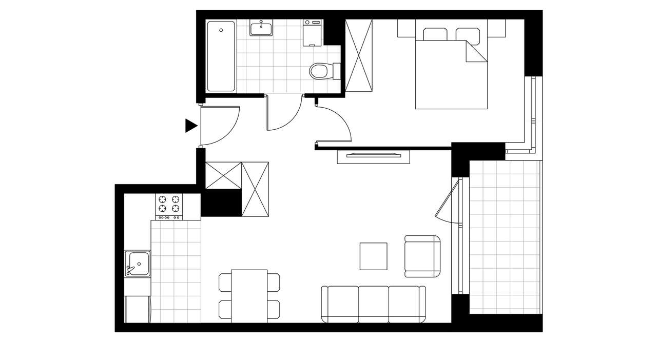 2-pokojowe mieszkanie 43m2 + loggia Bez Prowizji - Pełny obrazek: 3/6