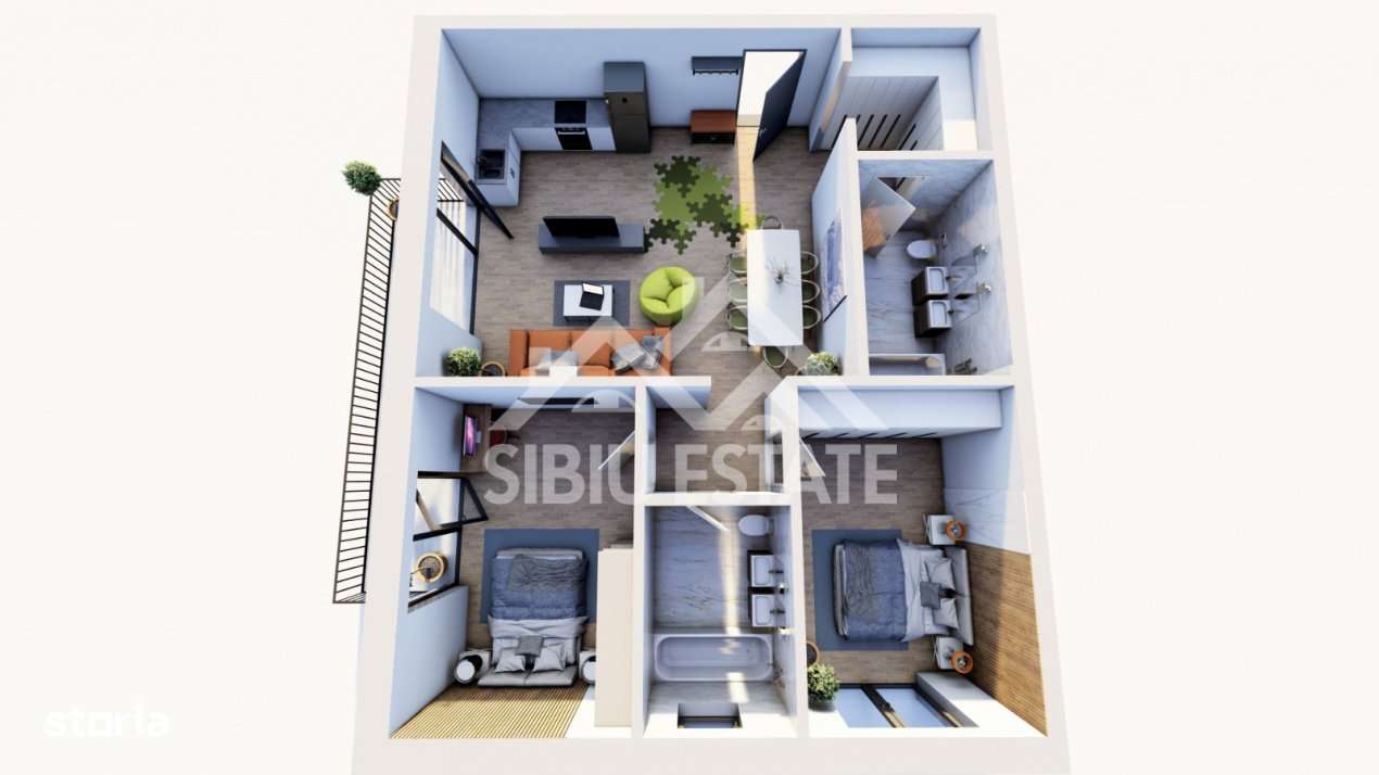 Apartament 3 camere , 87,6 mp utili , Etaj 1 , Finisaje Premium - Imagine principală: 3/6