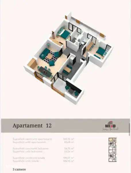 Apartament 3 camere cu terasa in zona Baneasa! - Imagine principală: 3/8