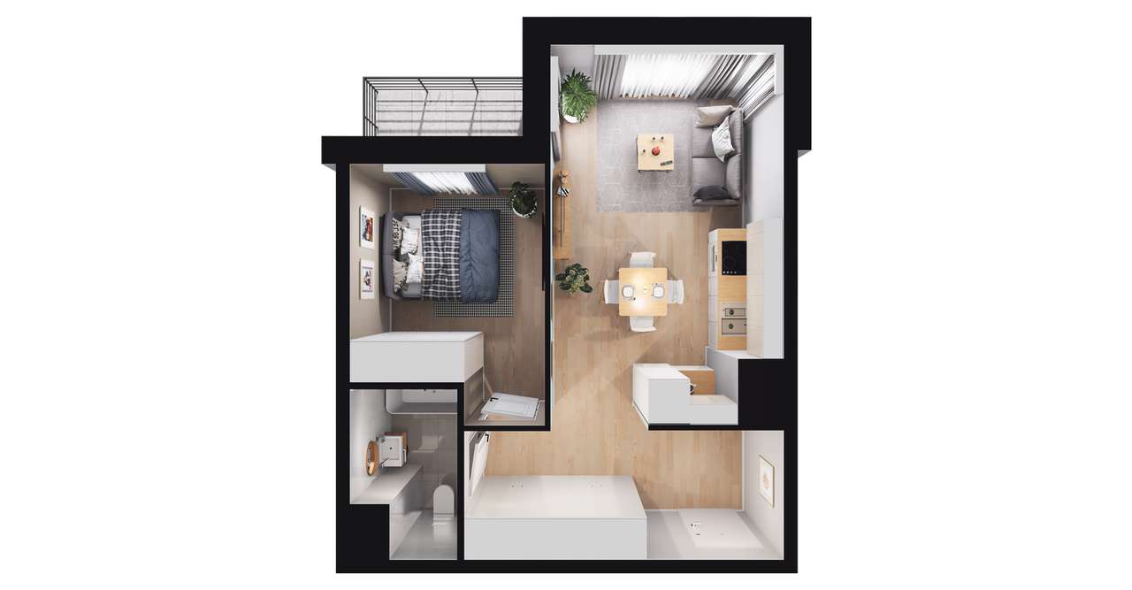 2-pokojowe mieszkanie 37m2 + balkon Bez Prowizji - Pełny obrazek: 2/6