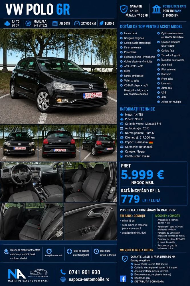 Volkswagen Polo V [2009 - 2017] 1.4 TDI CR BMT Comfortline 2017