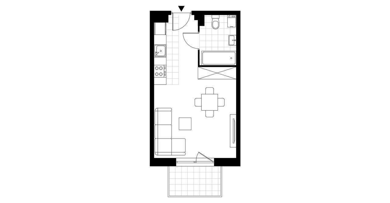 1-pokojowy apartament inwestycyjny 26m2 + balkon - Pełny obrazek: 3/8
