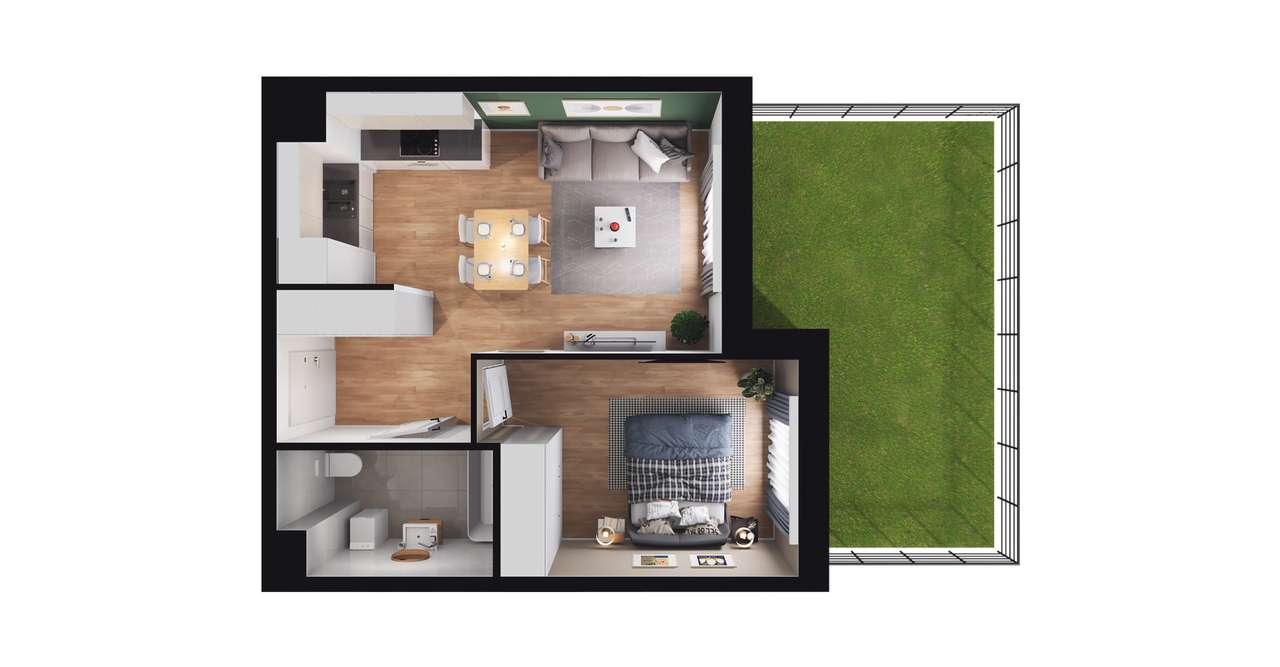 2-pokojowe mieszkanie 37m2 + ogródek Bez Prowizji - Pełny obrazek: 2/8
