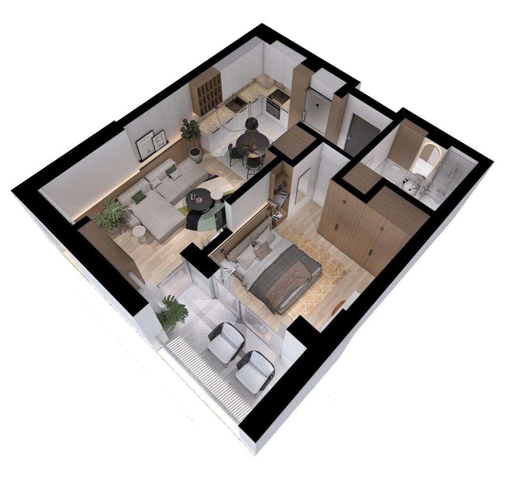 Apartament 2 camere cu CF, finisat, zona Metro, Imobil WEST PEAK-2