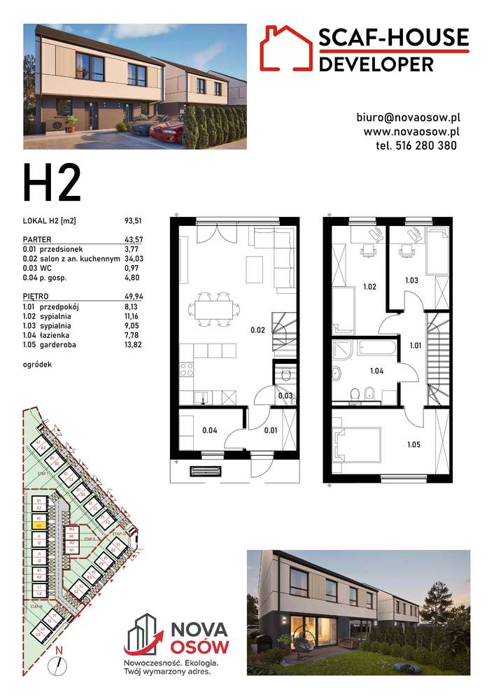 Bliźniak 93,51 m² | Ogród | Pompa ciepła | Rekuperacja | Światłowód - Pełny obrazek: 4/4