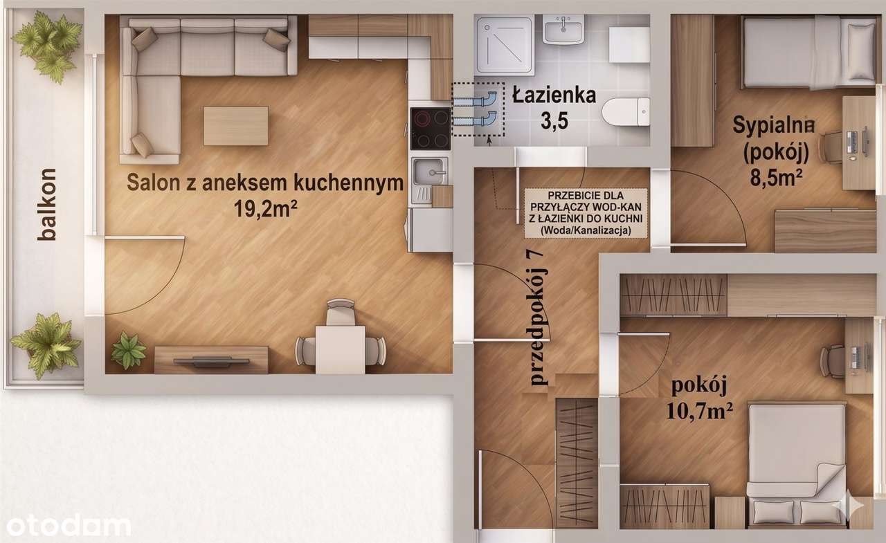 Mieszkanie 2 opcją na 3 pokoje os. Michałów Radom