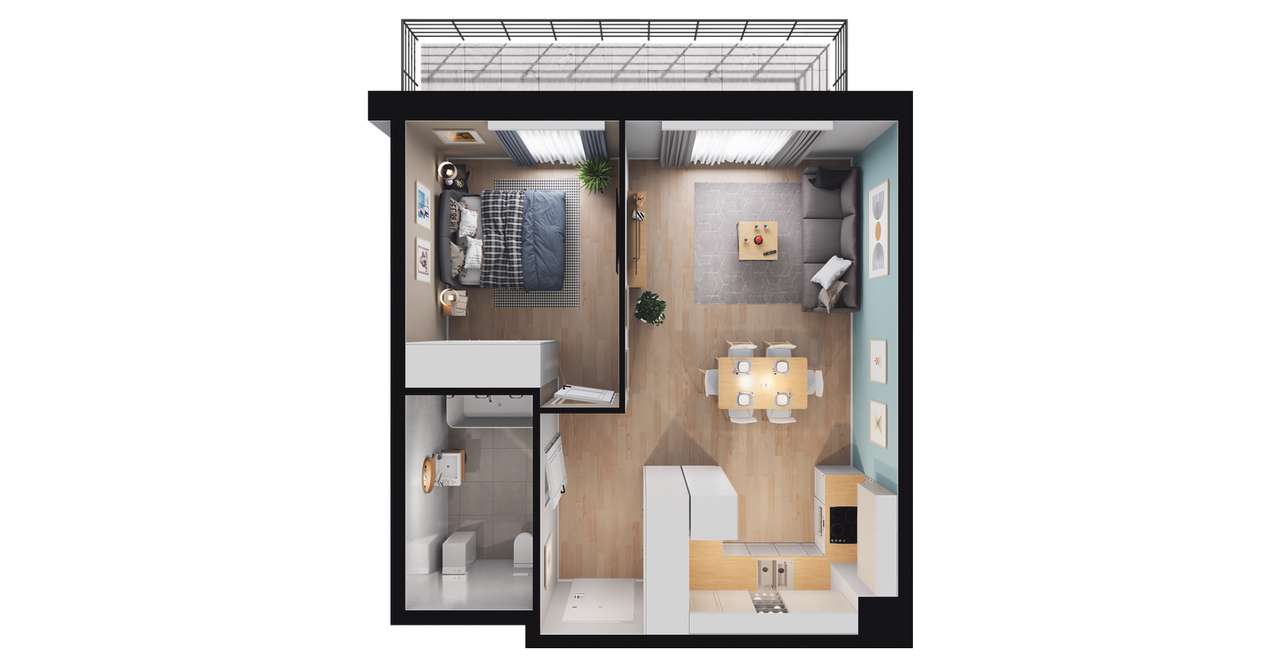 2-pokojowe mieszkanie 41 m² + balkon Bez Prowizji – pohled 3