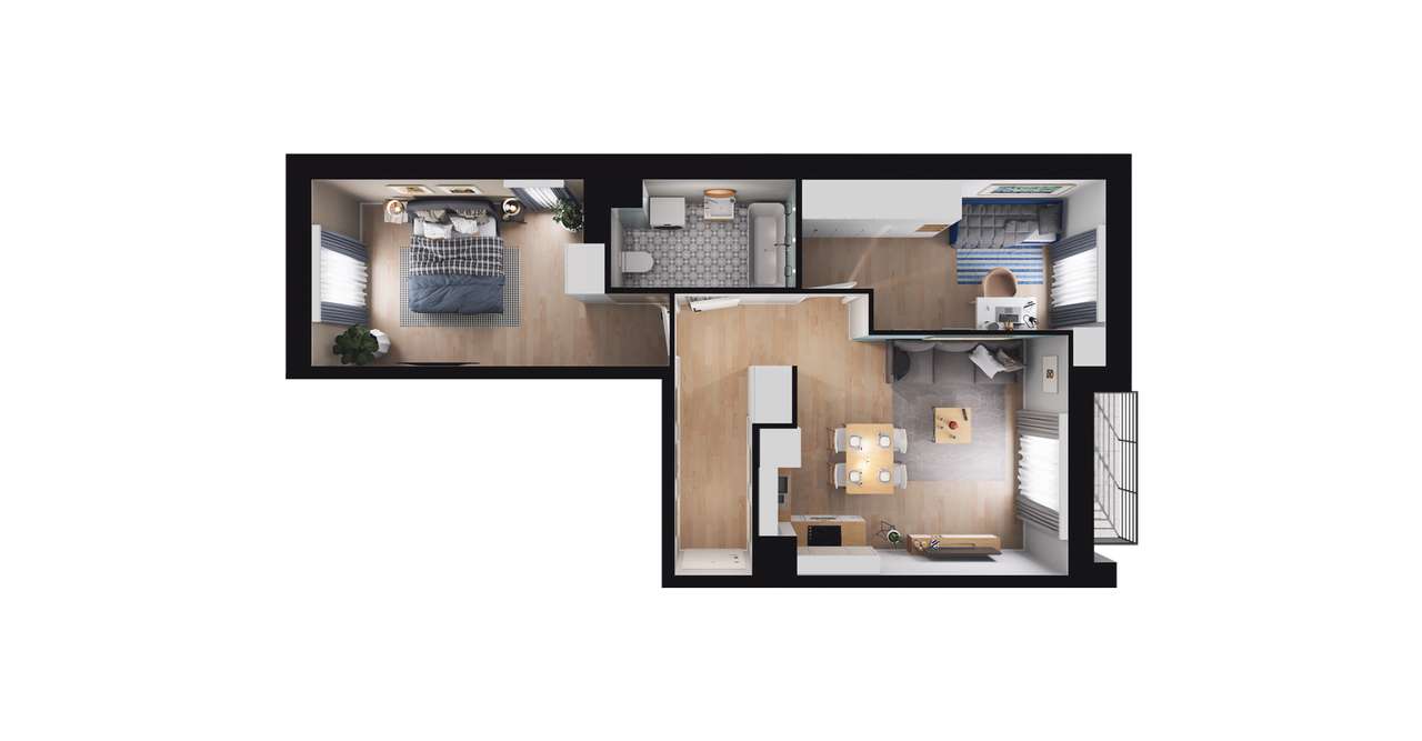 3-pokojowe mieszkanie 53m2 + balkon Bezpośrednio - Pełny obrazek: 2/6