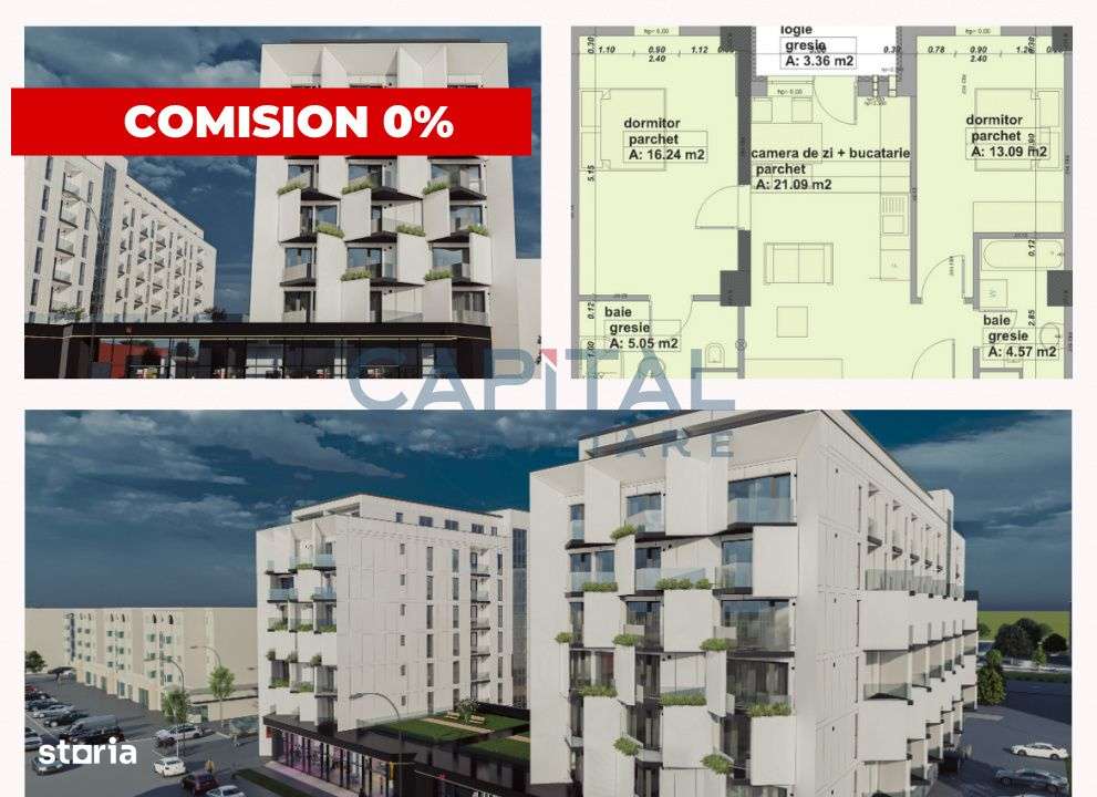 Apartament de vanzare, 3 camere, ansamblu rezidential modern, comision - Imagine principală: 1/6