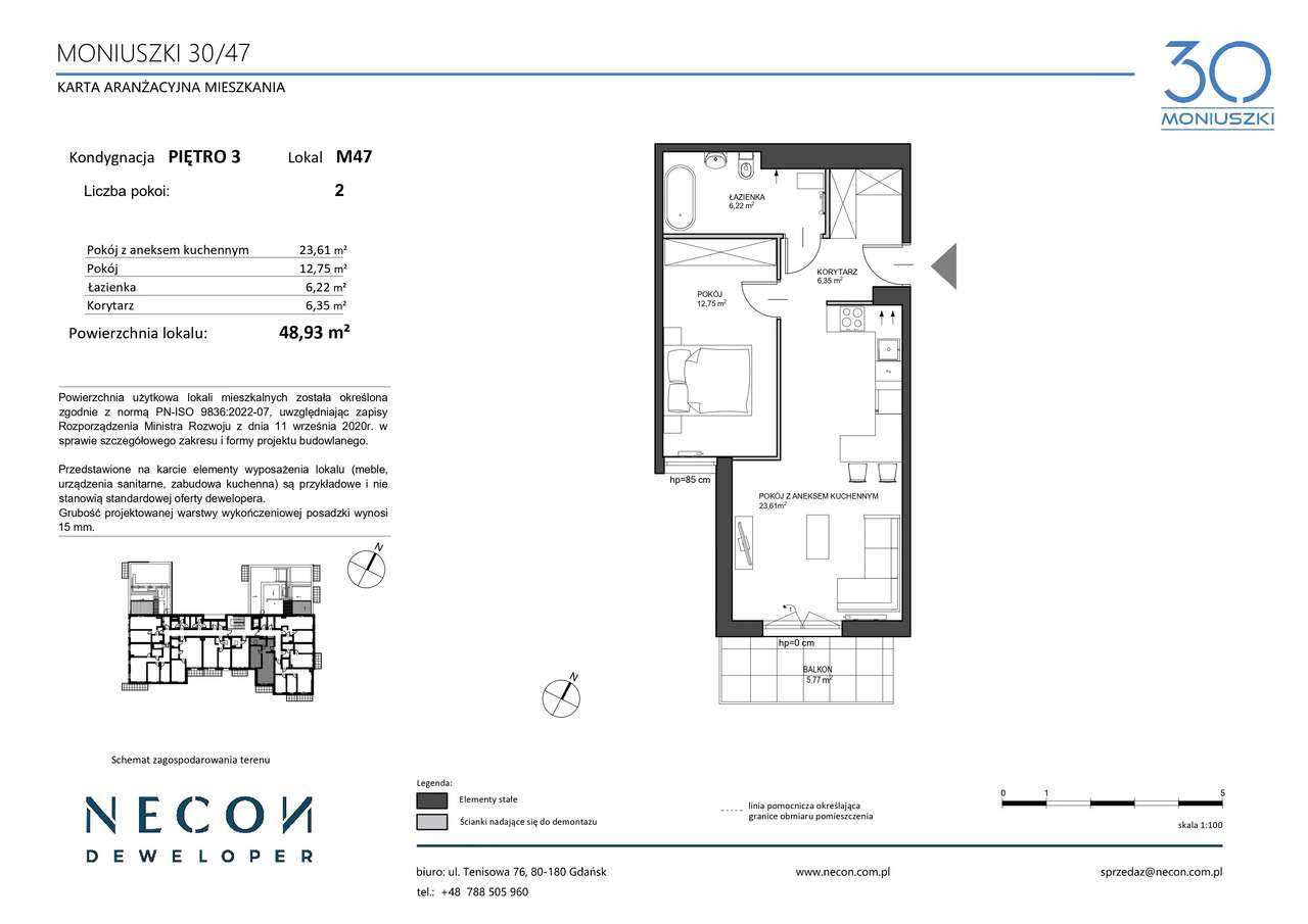 2-pokojowe mieszkanie  48,93 m2 MONIUSZKI 30/47 - Pełny obrazek: 2/8