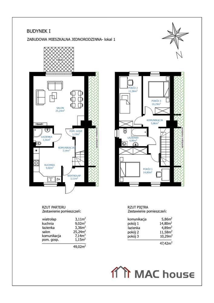 Chojnice - pół bliźniaka - 100 m2 - Pełny obrazek: 2/20