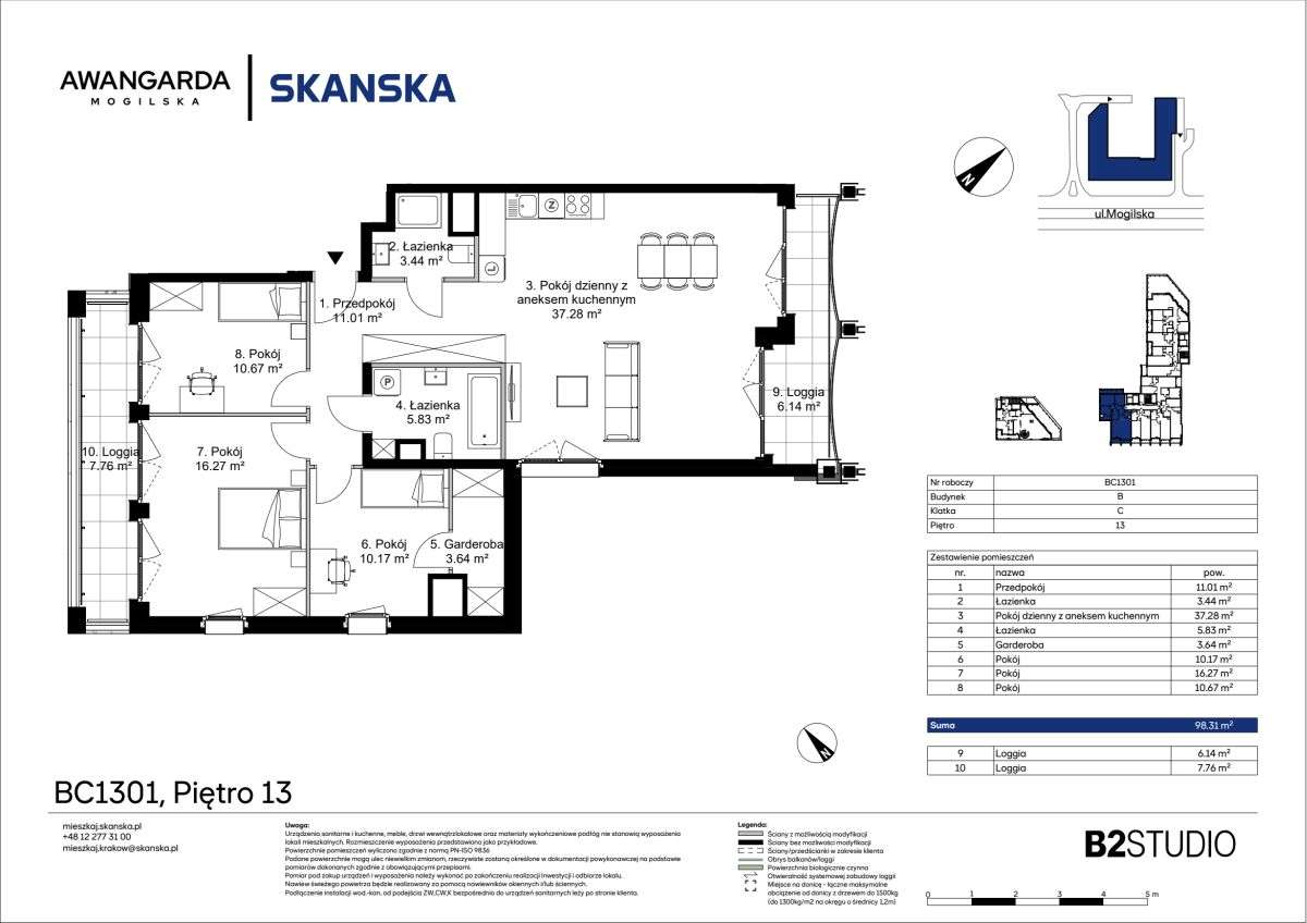 4-pokojowe mieszkanie 98m2 + 2 loggie Bezpośrednio - Pełny obrazek: 2/9
