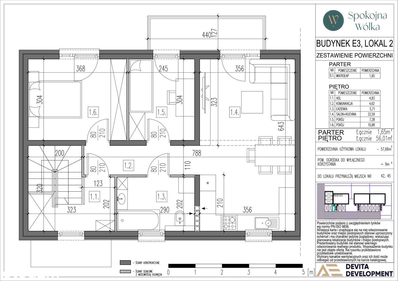 3-pokojowe mieszkanie 57m2 + ogródek - Pełny obrazek: 2/9