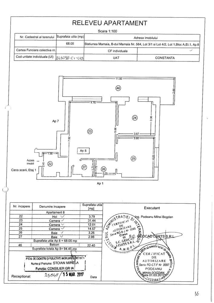 APARTAMENT 3 CAMERE, MOBILAT, LANGA PLAJA, MAMAIA NORD-19