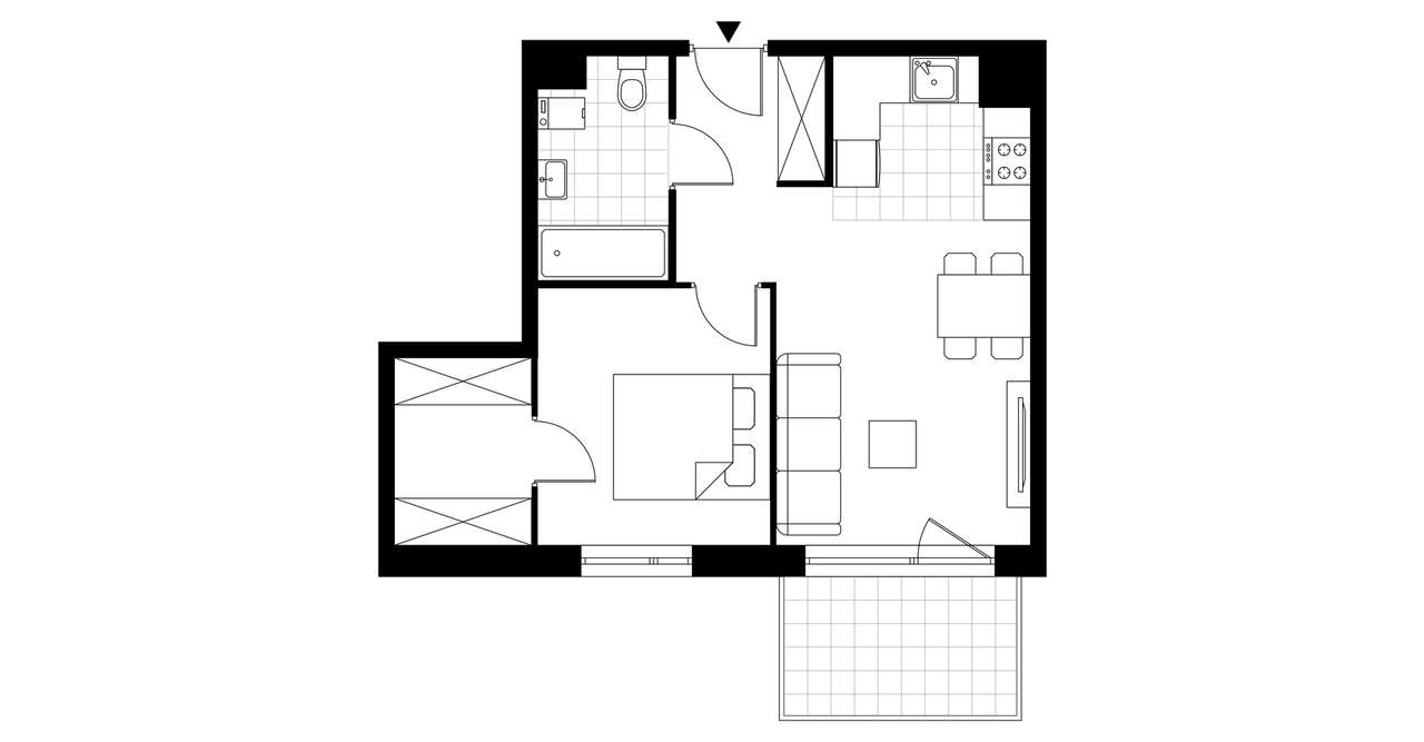 2-pokojowe mieszkanie 40m2 + balkon - Pełny obrazek: 3/8