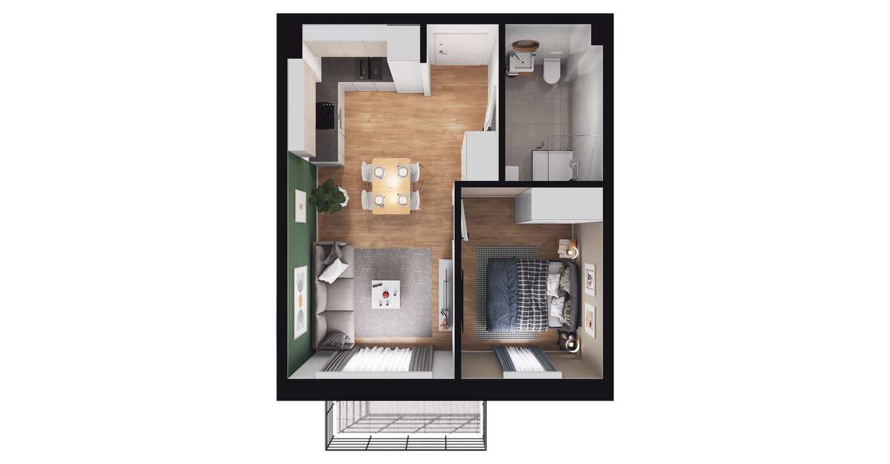 2-pokojowe mieszkanie 33m2 Bez Prowizji - Pełny obrazek: 3/9