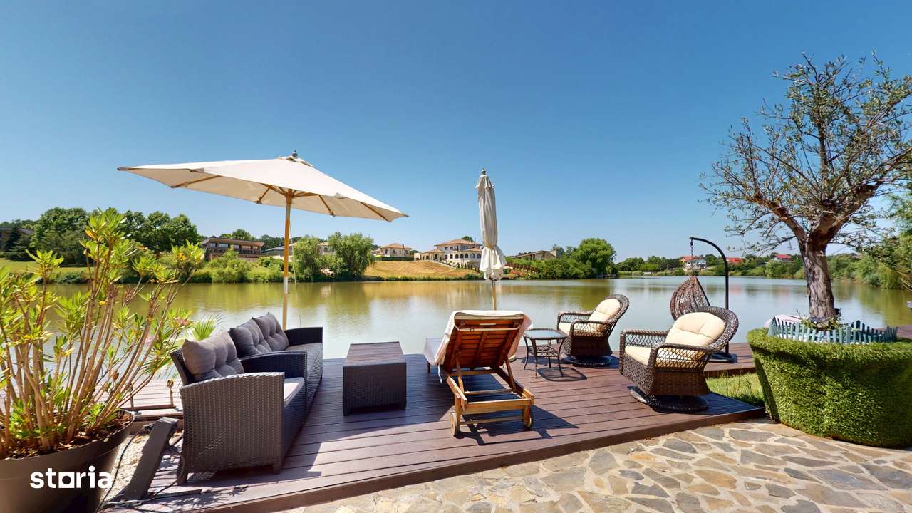 Imobil de lux pe malul lacului cu ponton, complet mobilat si utilat-6