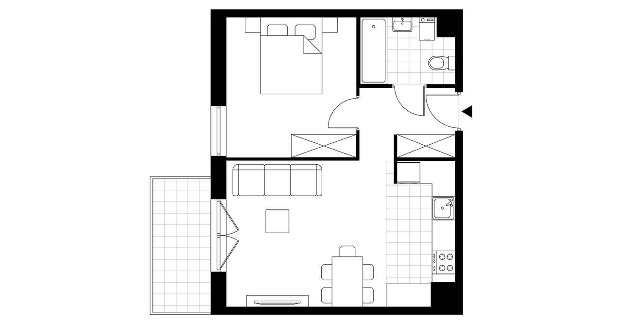 2-pokojowe mieszkanie 43m2 + balkon Bezpośrednio - Pełny obrazek: 3/8