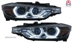 Faruri Angel Eyes LED DRL compatibil cu BMW Seria 3 F30 F31 Sedan Touring LCI (2015-2019) Crom Tuni - 6