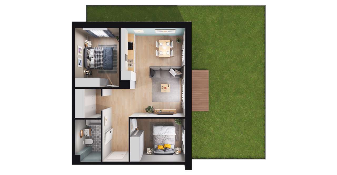 3-pokojowe mieszkanie 56m2 + ogródek Bezpośrednio - Pełny obrazek: 3/9