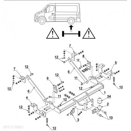 Carlig de remorcare  Renault MASTER  L2, L3, L4, Maxi, Boxvan,  FWD si RWD,din 2010 - - 3