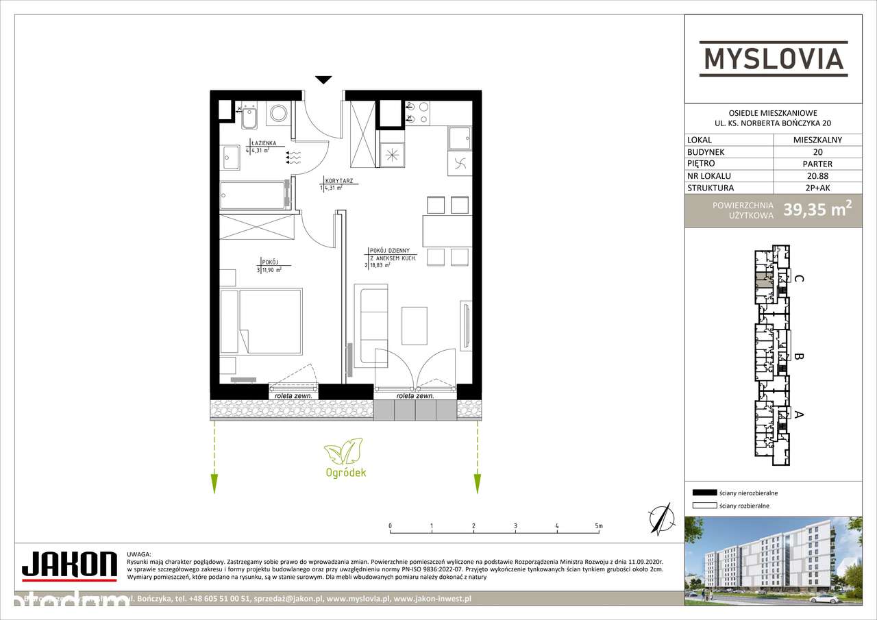 2-pokojowe mieszkanie 39m2 Bezpośrednio - Pełny obrazek: 2/9