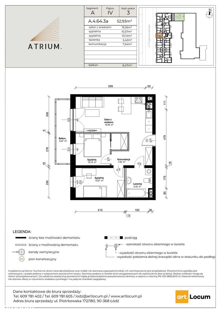 3-pokojowe mieszkanie 53m2 + balkon - Pełny obrazek: 2/7