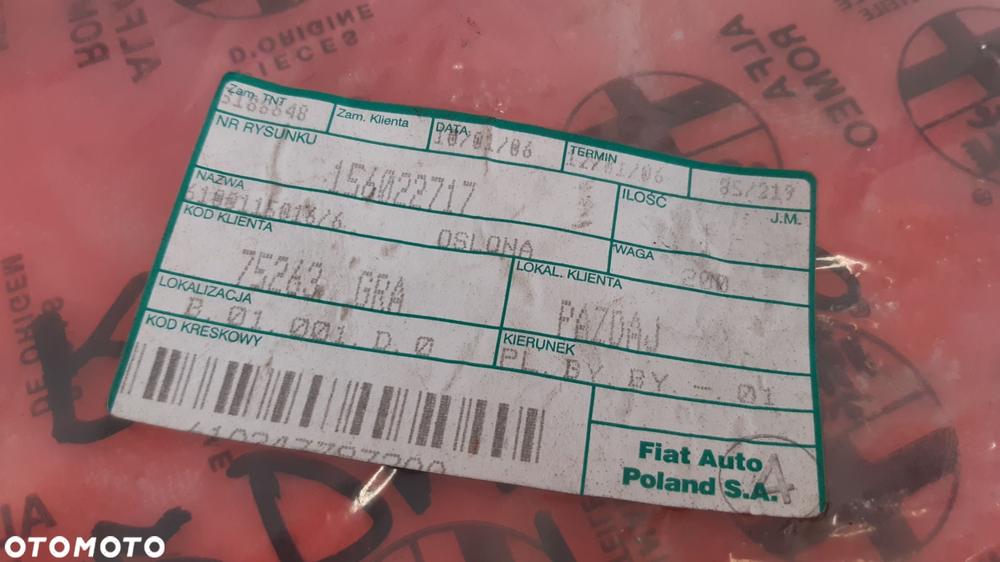 ALFA ROMEO 166 OSŁONA PASA PRZEDNIEGO 156016466 - 6