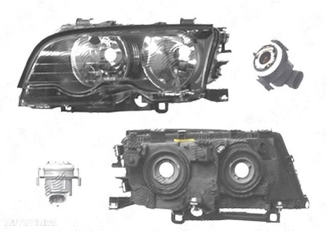 Far Bmw Seria 3 (E46), Coupe/Cabrio, 05.1999-06.2001, fata, stanga/dreapta, H7+H7; electric; rama reflector negru; cu motor, DEPO - 1