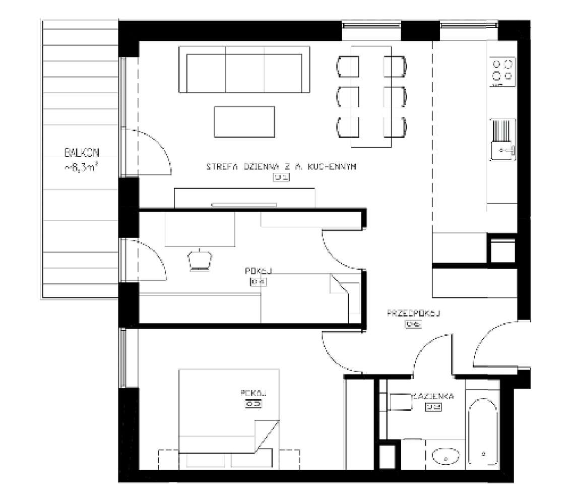 Katowice, ul. Szwana – 2 pokoje, 61 m², wysoki standard, garaż - Pełny obrazek: 1/8