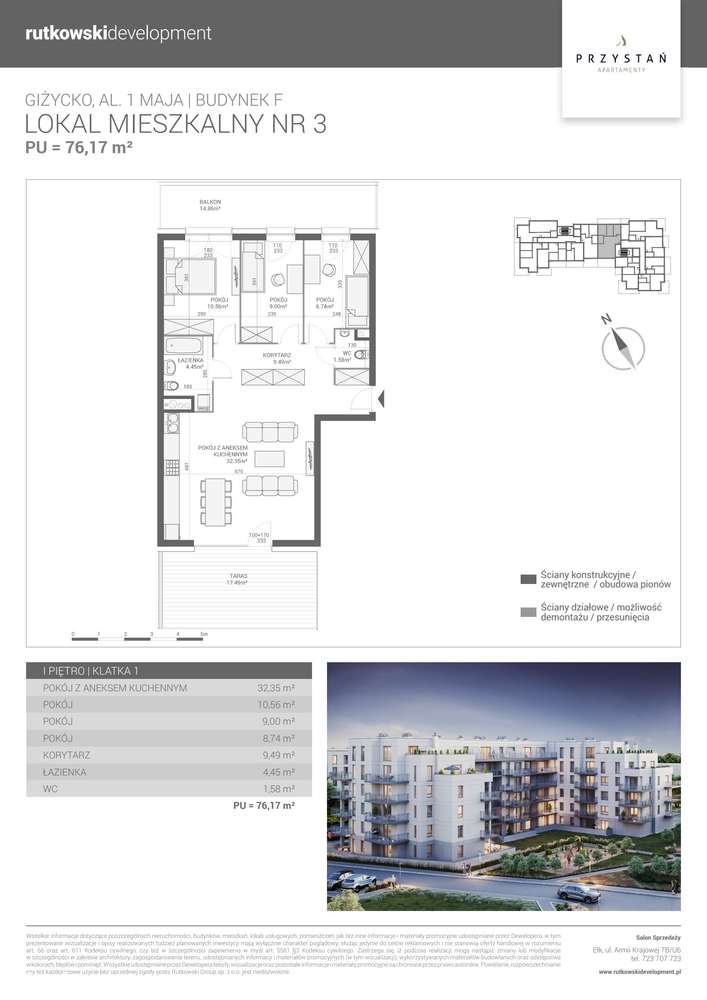 4-pokojowe mieszkanie 76m2 + taras Bez Prowizji - Pełny obrazek: 2/4
