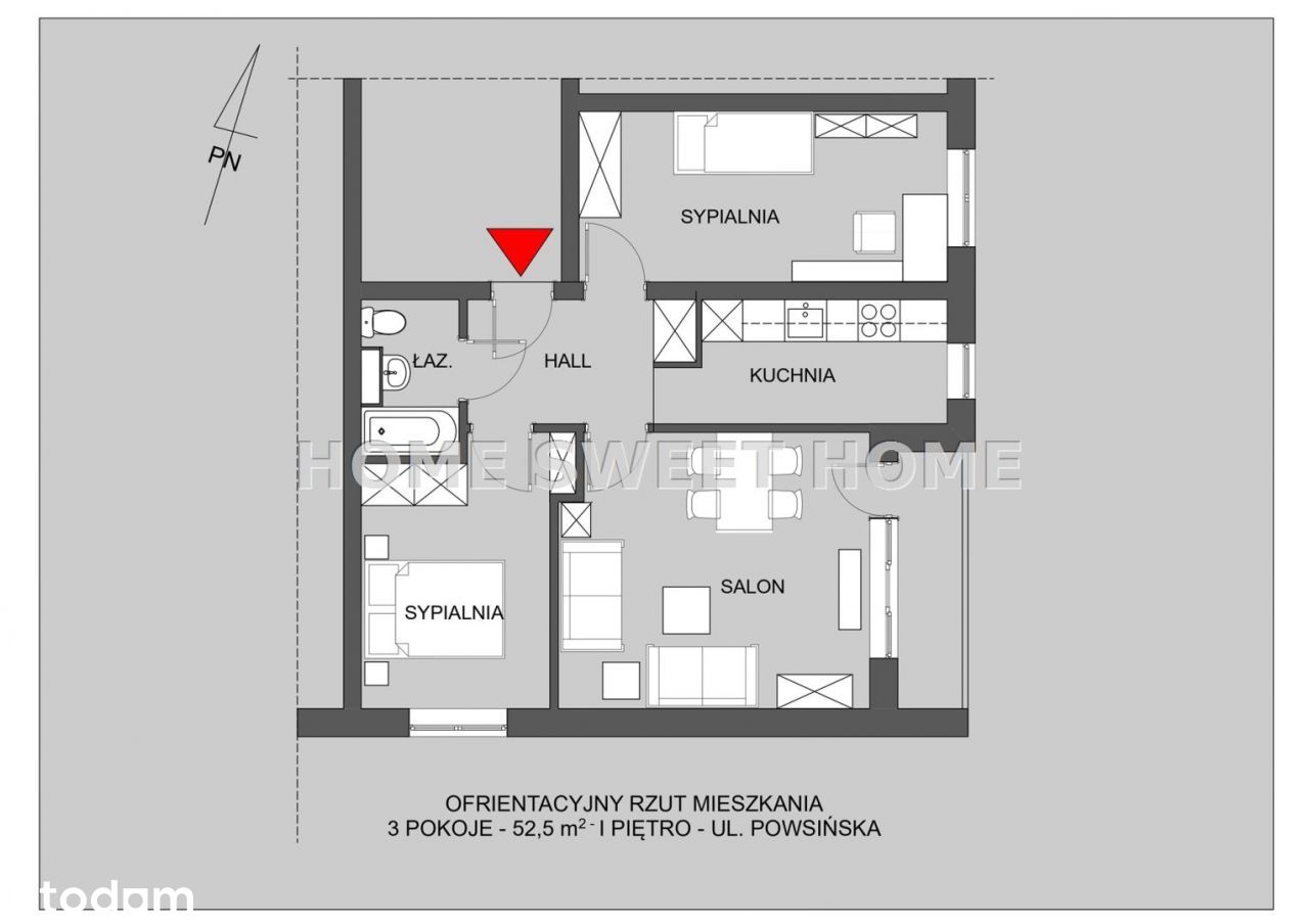 Atrakcyjne, ciche 3 pokoje -1 piętro- balkon